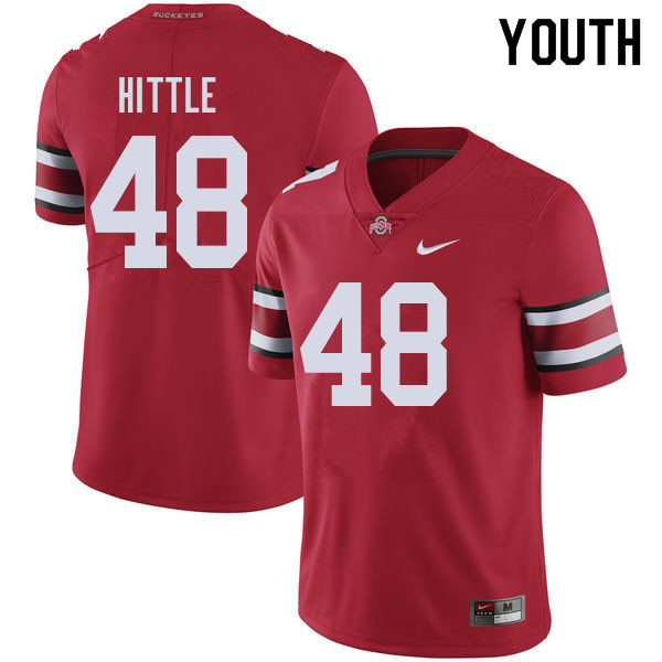 Ohio State Buckeyes Logan Hittle Youth #48 Red Authentic Stitched College Football Jersey